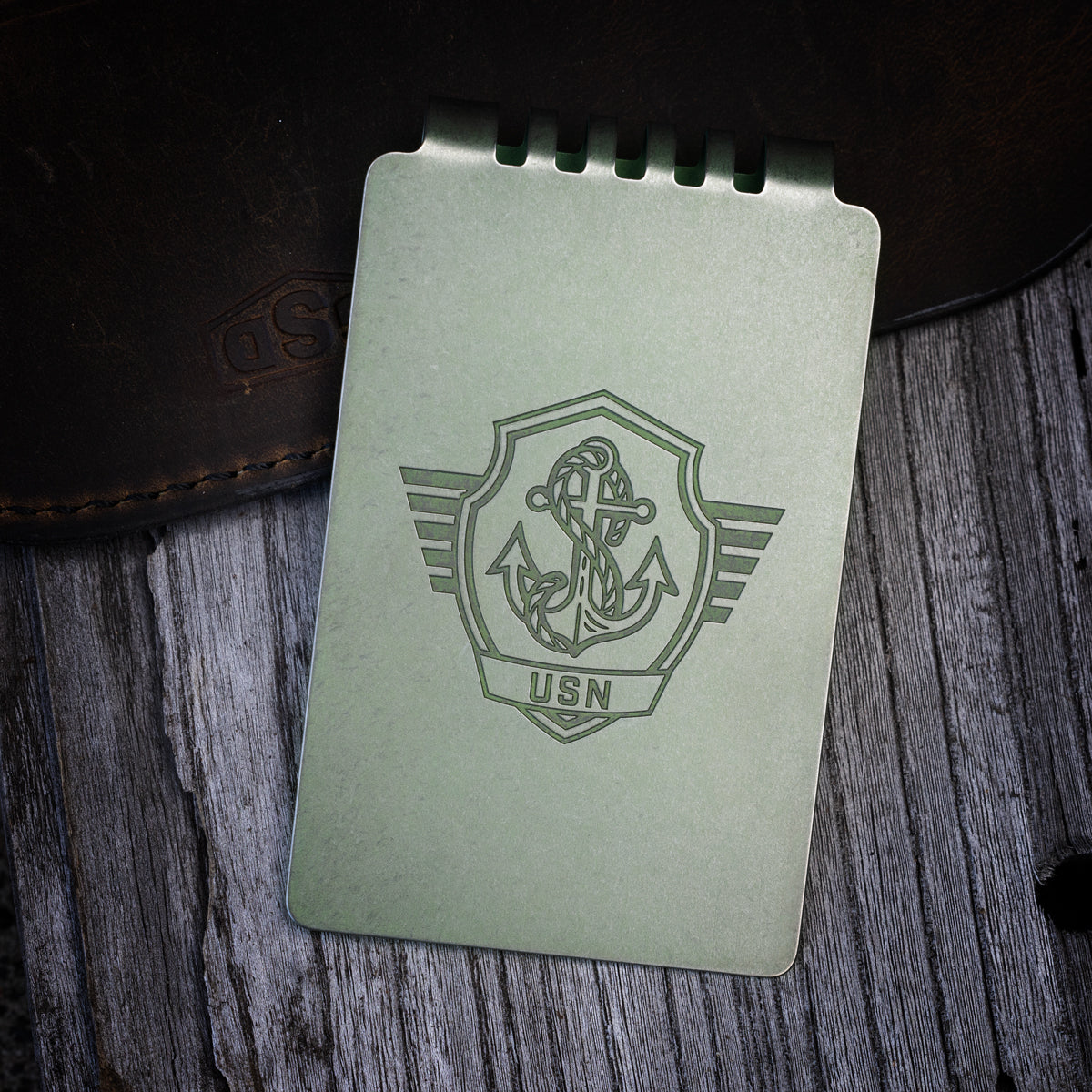 Minimalist Wallet LE Series -- USN (Tumbled Green Ano)