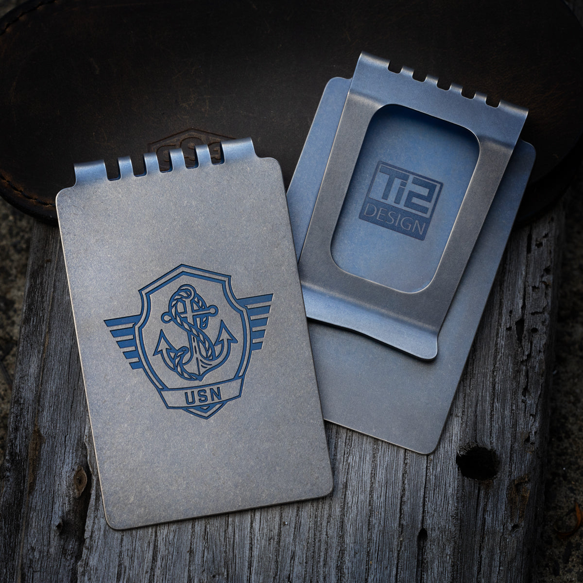 Minimalist Wallet LE Series -- USN (Tumbled Blue Ano)