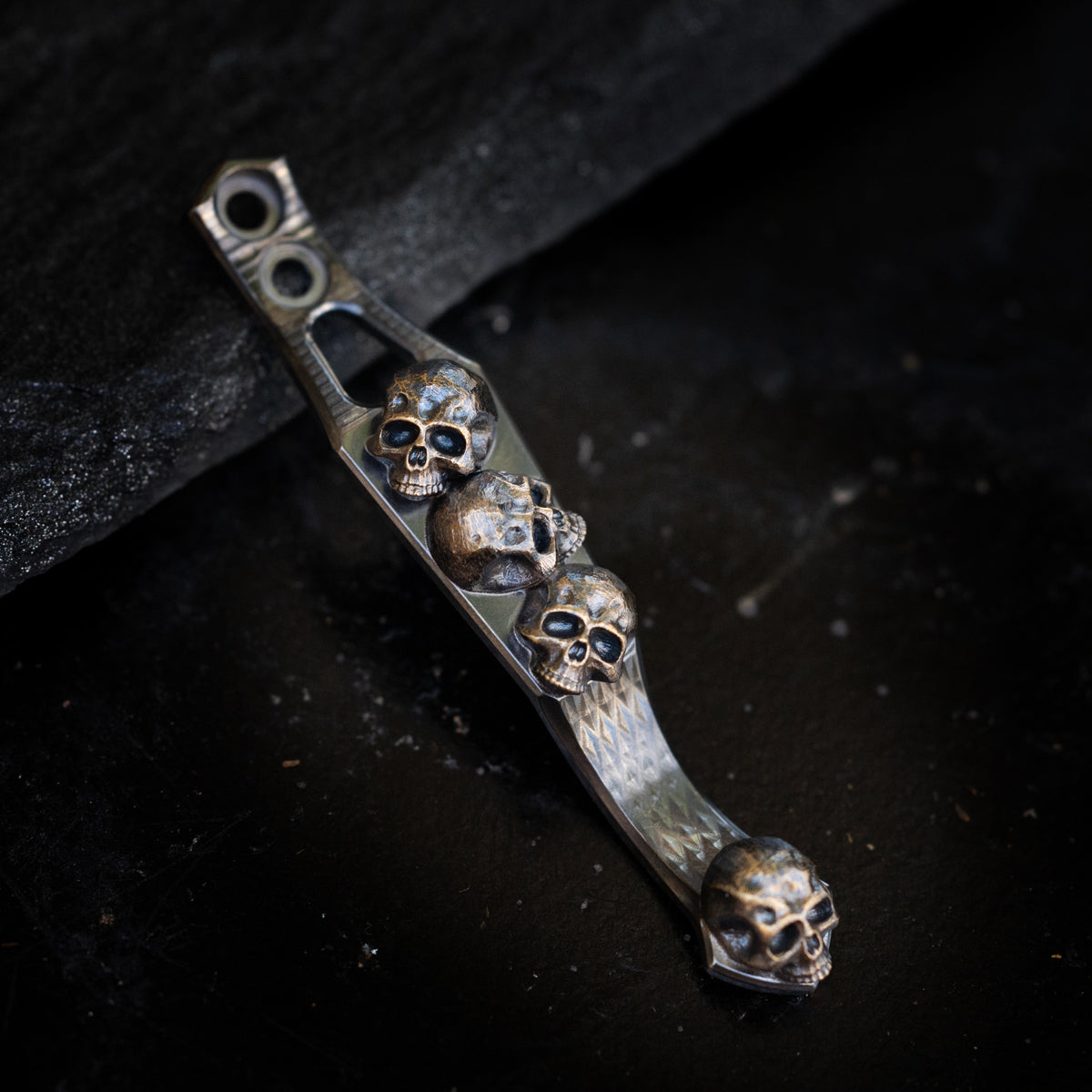 Steel Flame x Ti2 -- 2 Hole Mini Pile of Skulls