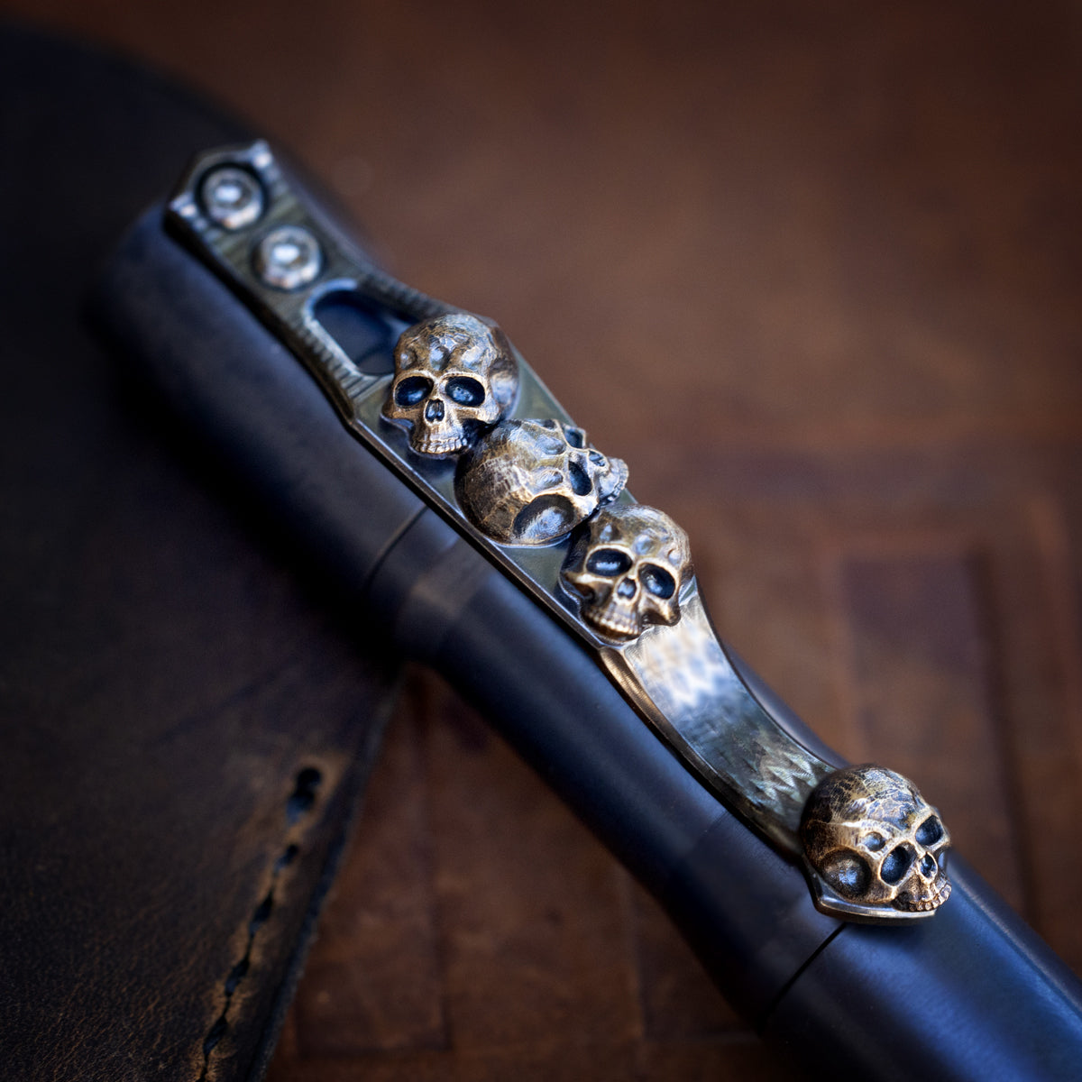 Steel Flame x Ti2 -- 2 Hole Mini Pile of Skulls