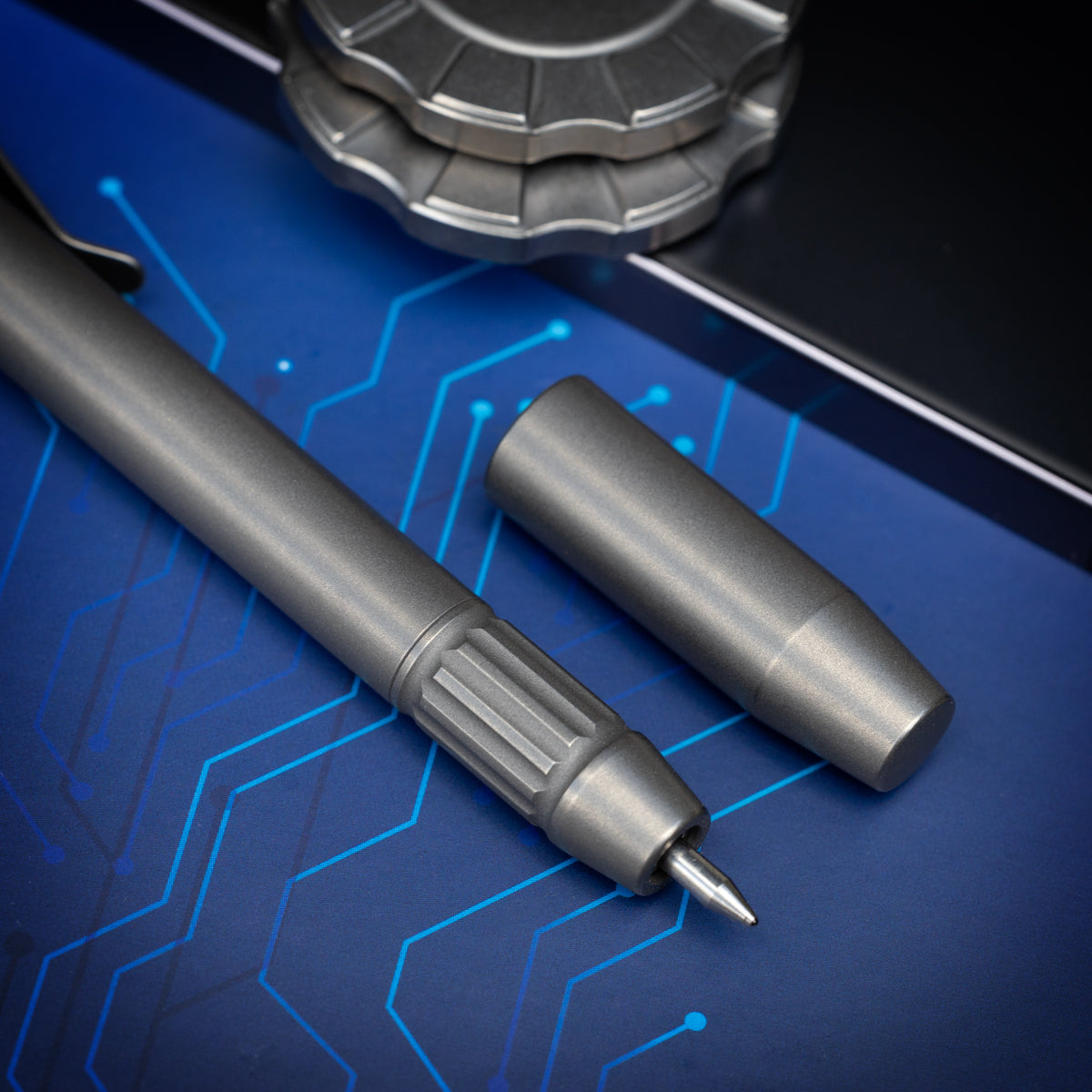 Titanium TechLiner Fluted Pen -- (Blasted and Tumbled)