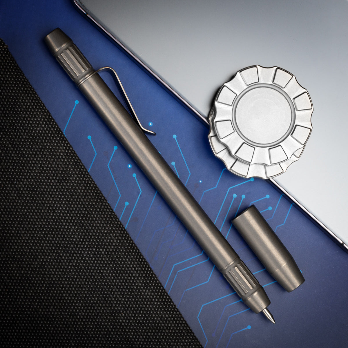 Titanium TechLiner Fluted Pen -- (Blasted and Tumbled)