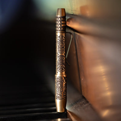 Brass TechLiner Grid Pen -- Tiki LE (Tumbled)